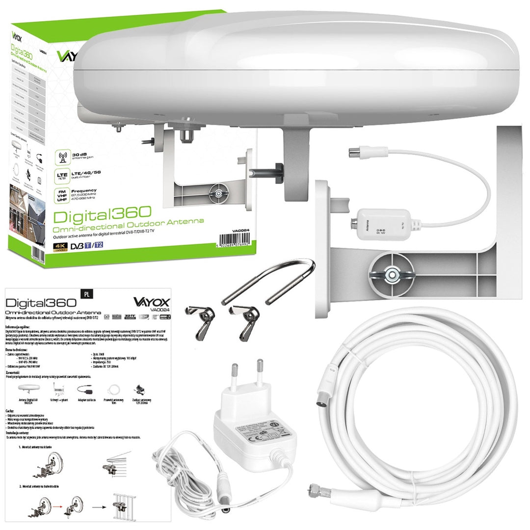 Външна антена Digital360 4G LTE FM VHF UHF VA0024 Vayox