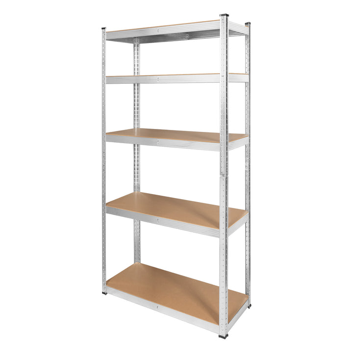 Метален стелаж за склад, 5 рафта, максимално натоварване до 750 кг, 180x90x40, сребрист, модел „Rebel“, 2 броя