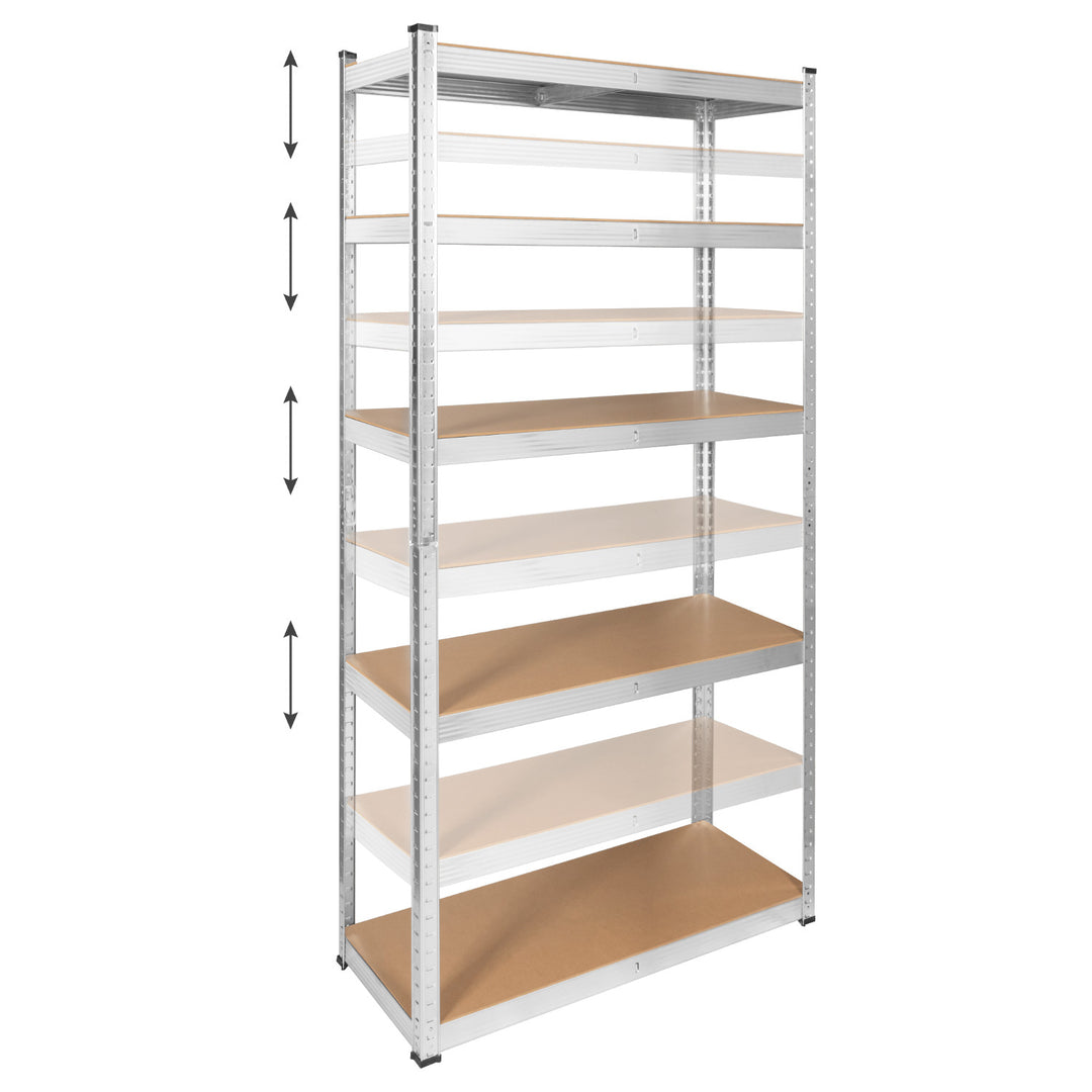 Метален стелаж за склад, 5 рафта, максимално натоварване до 750 кг, 180x90x40, сребрист, модел „Rebel“, 2 броя