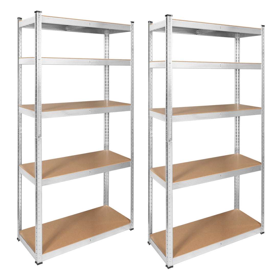 Метален стелаж за склад, 5 рафта, максимално натоварване до 750 кг, 180x90x40, сребрист, модел „Rebel“, 2 броя