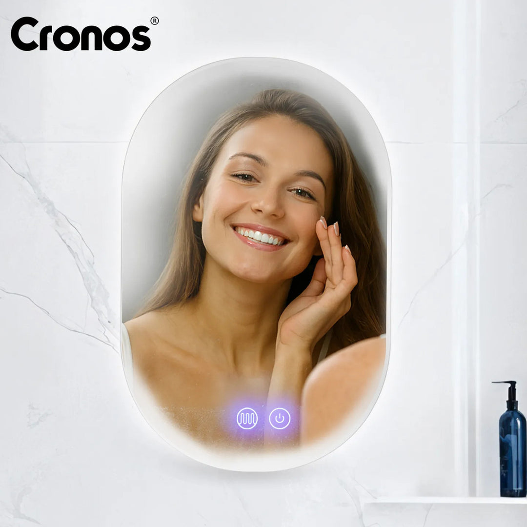 Отопляемо огледало Cronos, овално 50x80 см, LED в три цвята, степен на защита IP44, система против замъгляване