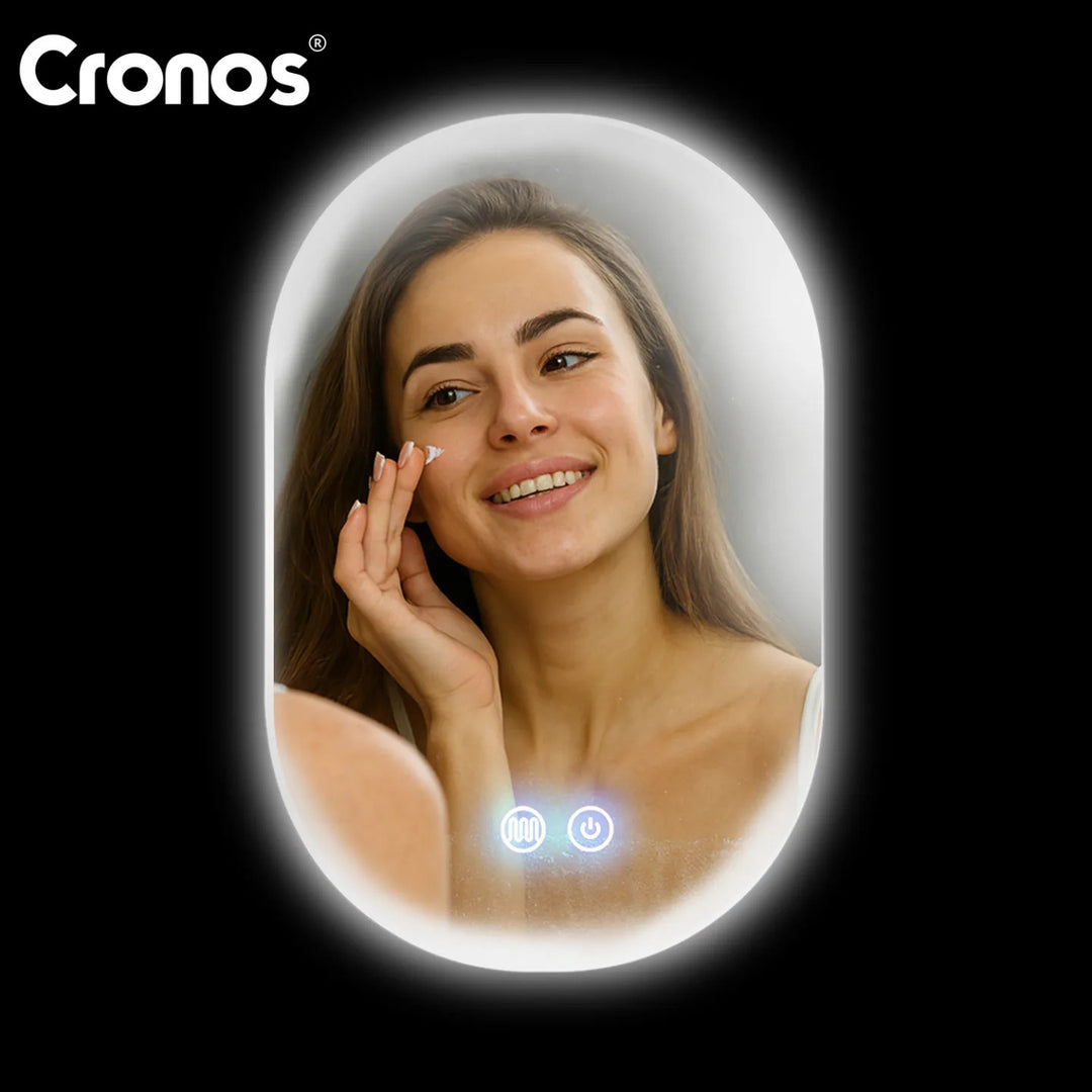 Отопляемо огледало Cronos, овално 50x80 см, LED в три цвята, степен на защита IP44, система против замъгляване