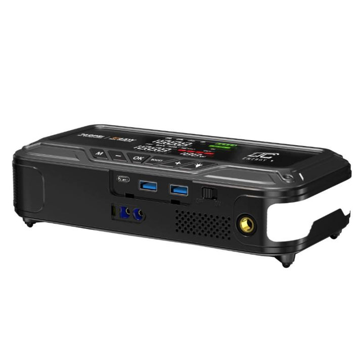 Jump Starter LTC, 12 000 mAh, с компресор, фенерче и преносимо зарядно устройство, LCD дисплей, мощност 65 W, кабели и калъф в комплекта, LXJS120