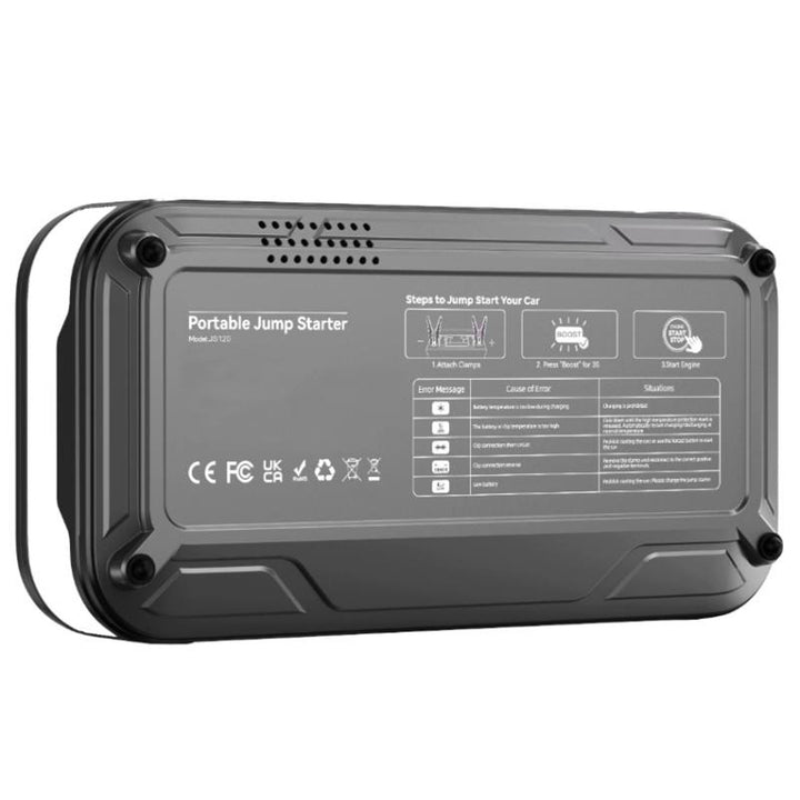 Jump Starter LTC, 12 000 mAh, с компресор, фенерче и преносимо зарядно устройство, LCD дисплей, мощност 65 W, кабели и калъф в комплекта, LXJS120