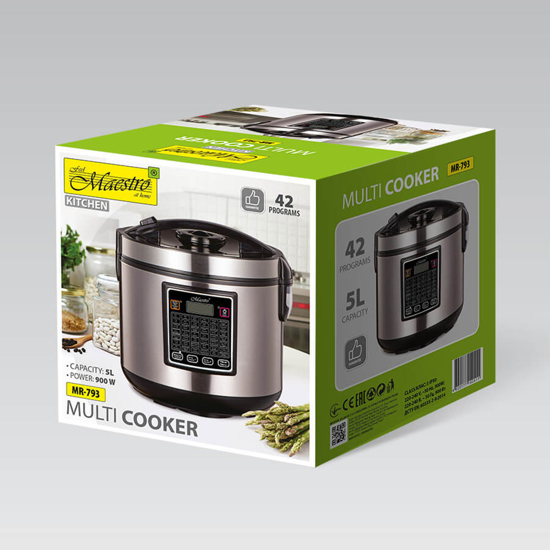 Електрическа тенджера Multicooker Maestro, обем 5 л, 42 програми, мощност 900 W, таймер, MR-793