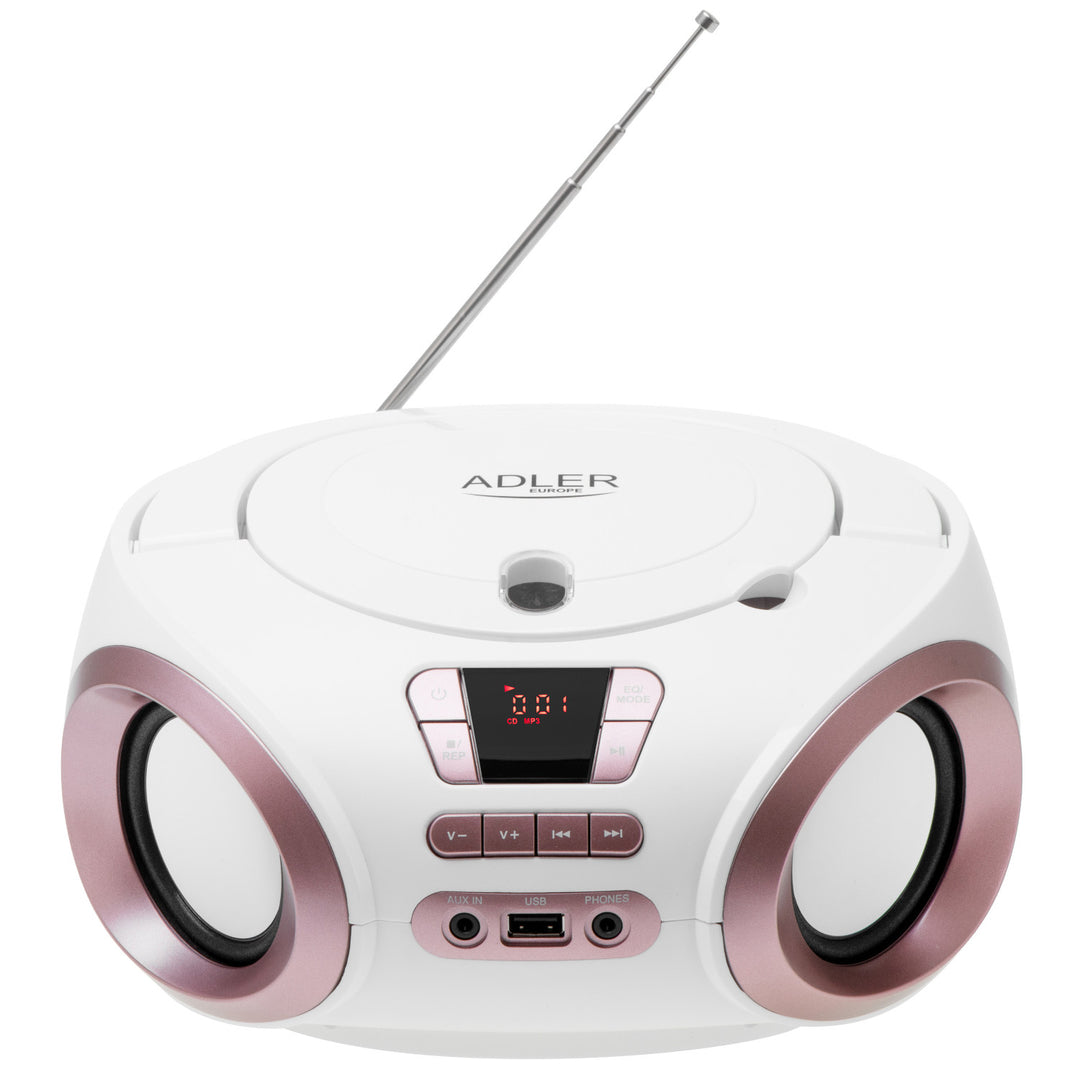 Радио Boombox с CD-MP3, USB, FM радио, AUX, изход за слушалки, Adler, AD 1181