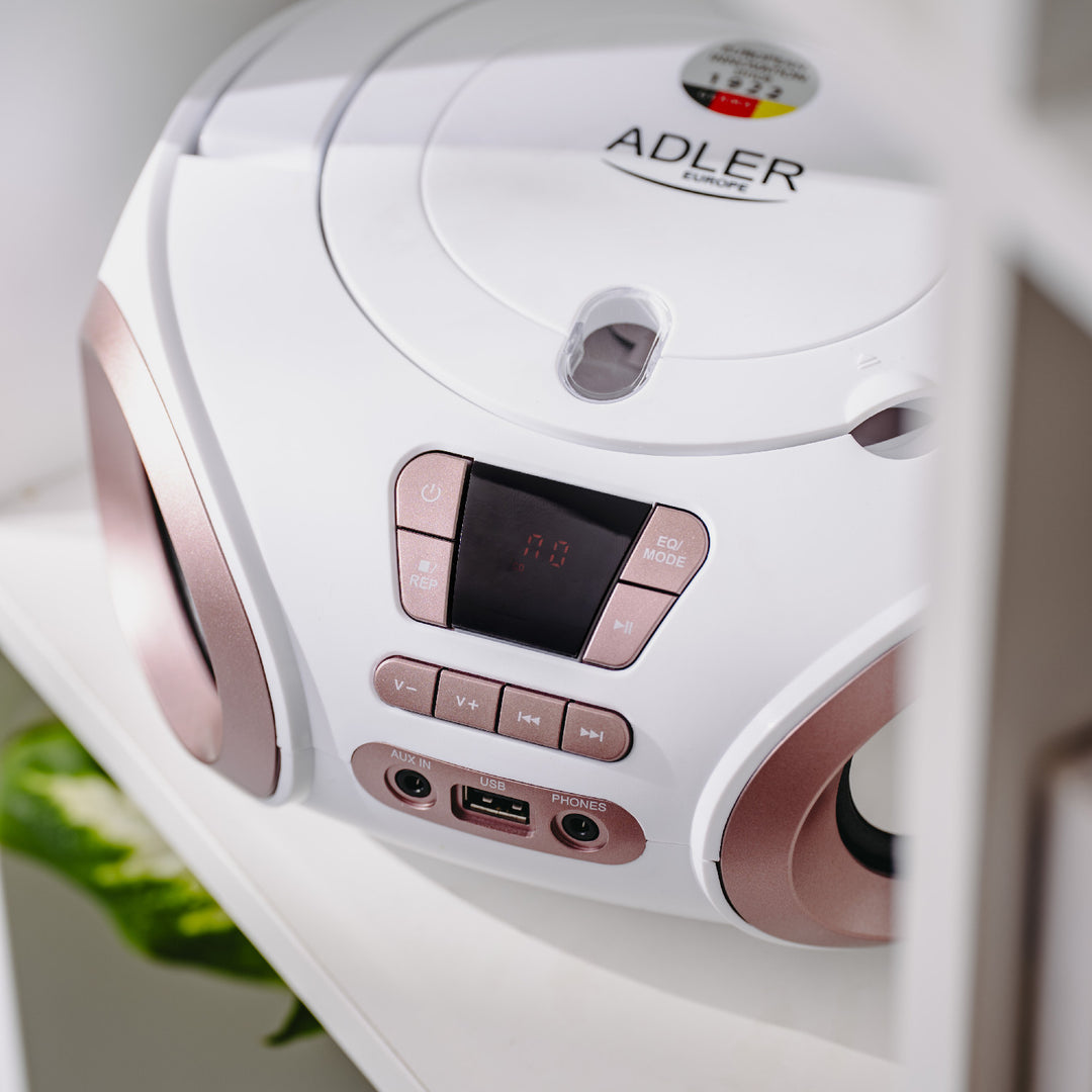 Радио Boombox с CD-MP3, USB, FM радио, AUX, изход за слушалки, Adler, AD 1181