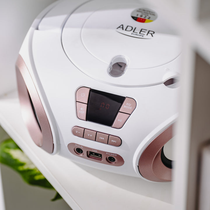 Радио Boombox с CD-MP3, USB, FM радио, AUX, изход за слушалки, Adler, AD 1181