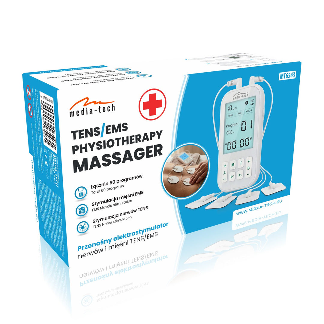 Масажор и електростимулатор за мускули, TENS/EMS, стимулация 3 в 1, Mediatech, MT6543