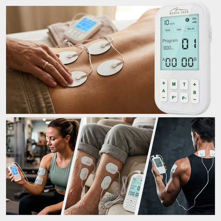 Масажор и електростимулатор за мускули, TENS/EMS, стимулация 3 в 1, Mediatech, MT6543