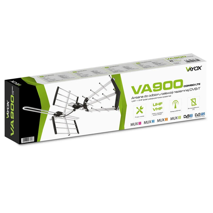 Насочена антена DVB-T/T2 VA900 COMBO с LTE филтър, алуминиева, Vayox