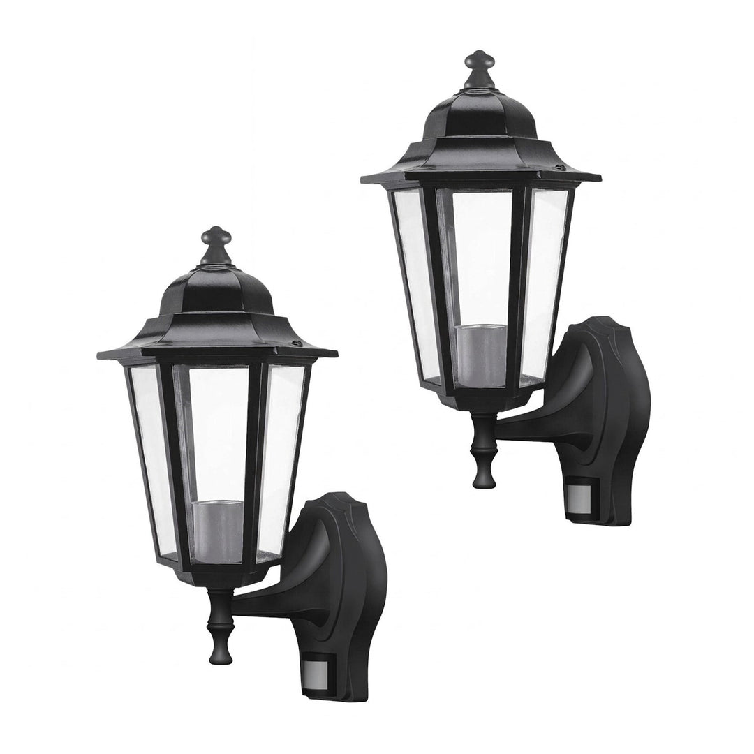 Стенна лампа Rabalux, за външна употреба, с датчик за движение, IP43, E27, макс. 60 W, черна, Velence, 2 броя