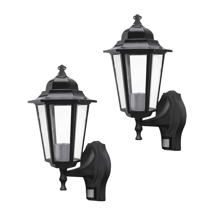 Стенна лампа Rabalux, за външна употреба, с датчик за движение, IP43, E27, макс. 60 W, черна, Velence, 2 броя