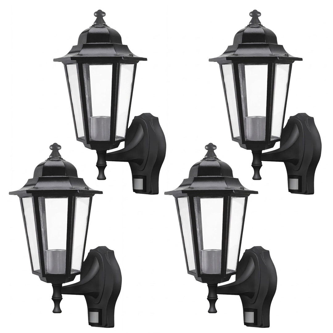 Стенна лампа Rabalux, за външна употреба, датчик за движение, IP43, E27, макс. 60 W, черна, Velence, 4 броя
