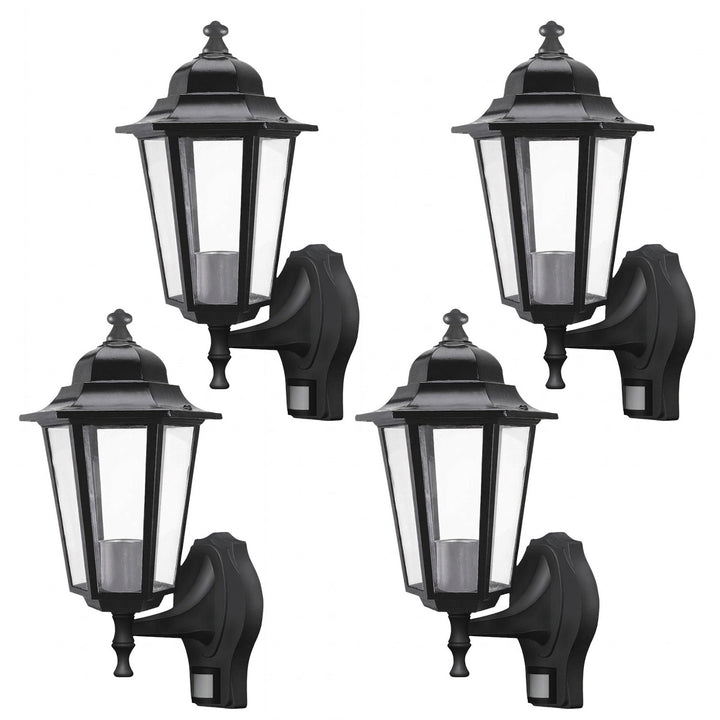 Стенна лампа Rabalux, за външна употреба, датчик за движение, IP43, E27, макс. 60 W, черна, Velence, 4 броя
