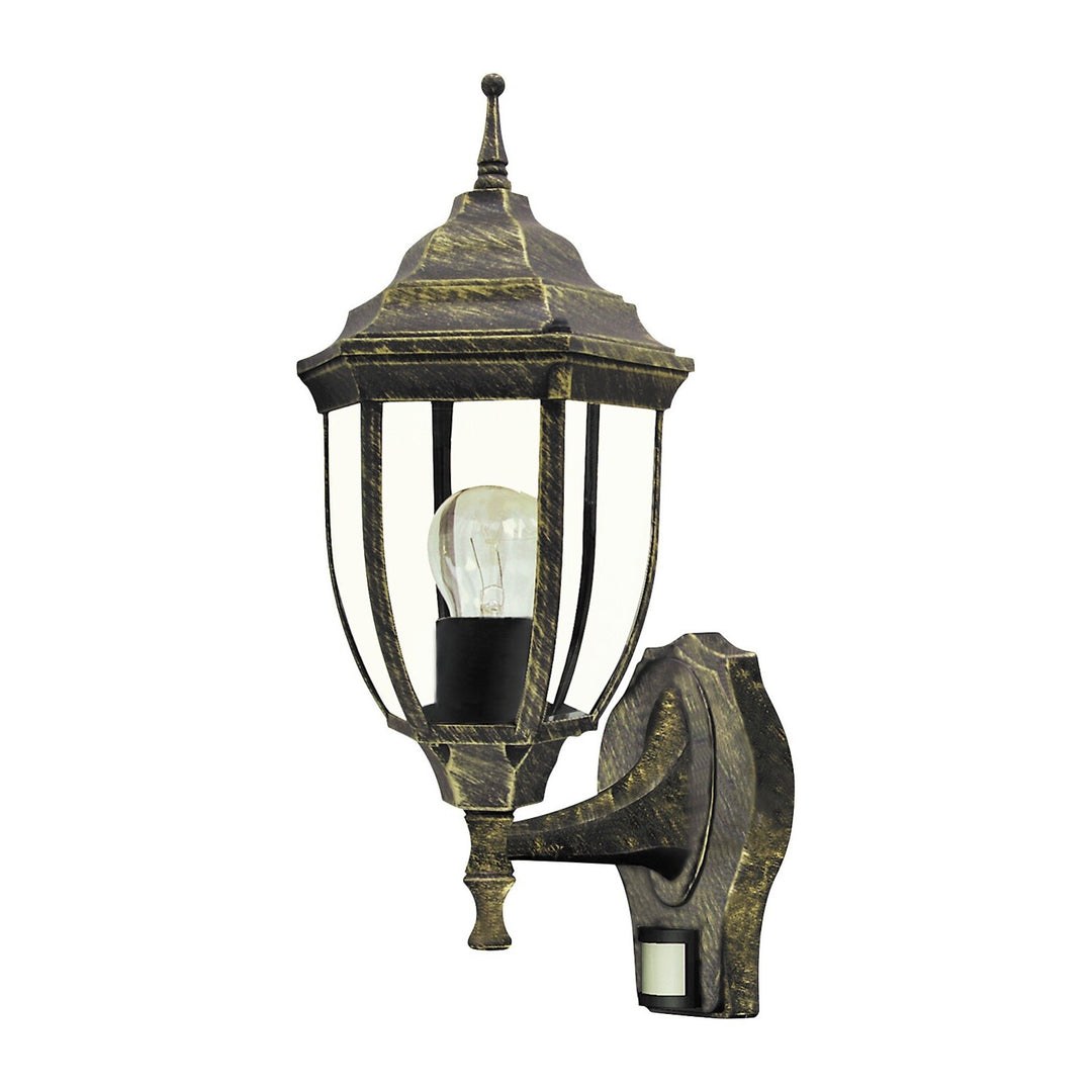 Стенна лампа Rabalux, за външна употреба, датчик за движение, IP43, E27, макс. 60 W, антично злато, Ница, 2 броя