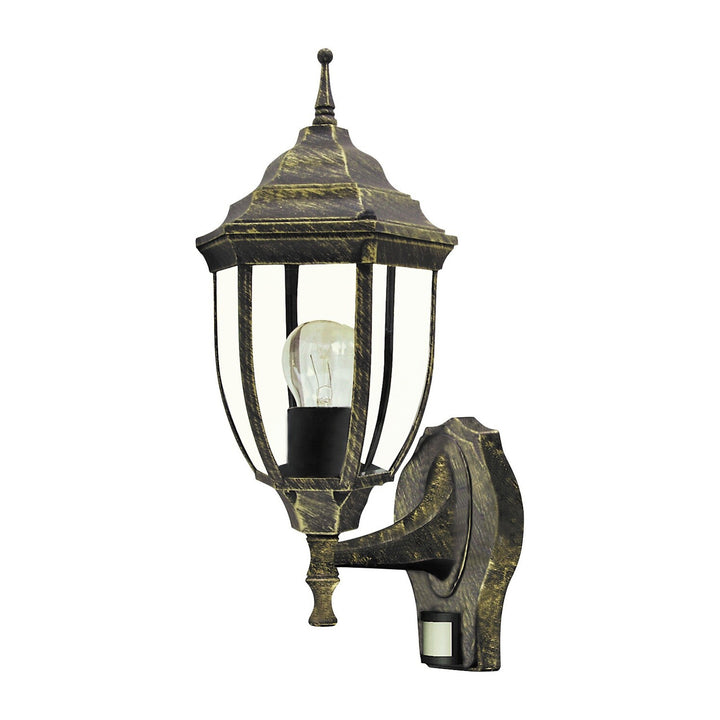 Стенна лампа Rabalux, за външна употреба, датчик за движение, IP43, E27, макс. 60 W, антично злато, Ница, 4 броя