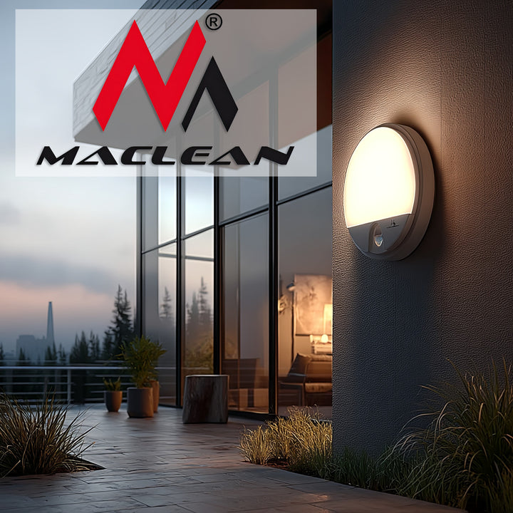LED лампа с датчик за движение Maclean, PIR датчик, бял цвят, 15 W, IP54, 1100 lm, неутрален цвят, MCE291 W, 2 броя