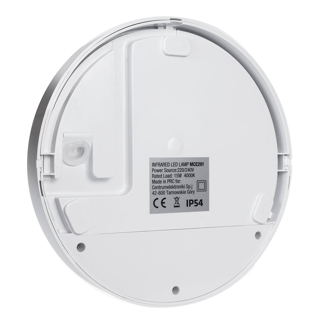 LED лампа с датчик за движение Maclean, PIR датчик, бял цвят, 15 W, IP54, 1100 lm, неутрален цвят, MCE291 W, 2 броя