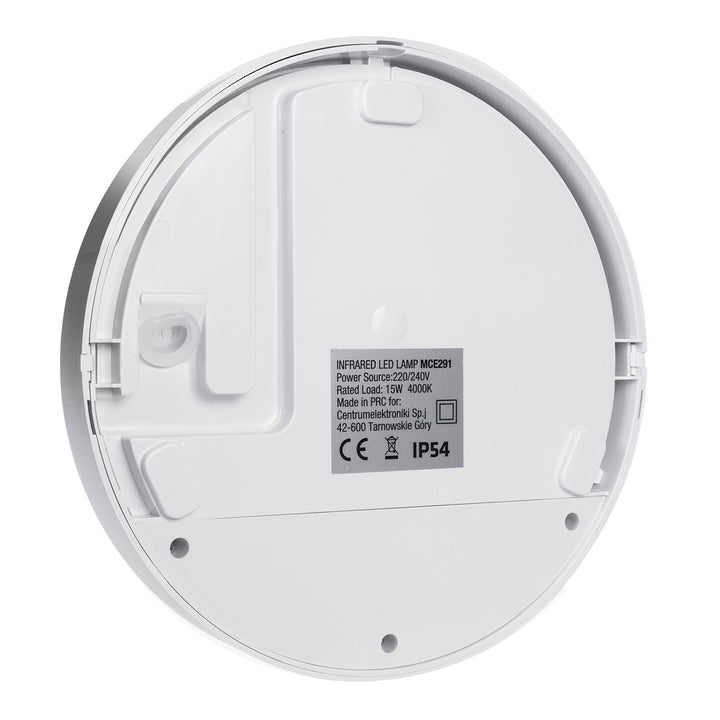 LED лампа с датчик за движение Maclean, PIR датчик, бял цвят, 15 W, IP54, 1100 lm, неутрален цвят, MCE291 W, 2 броя