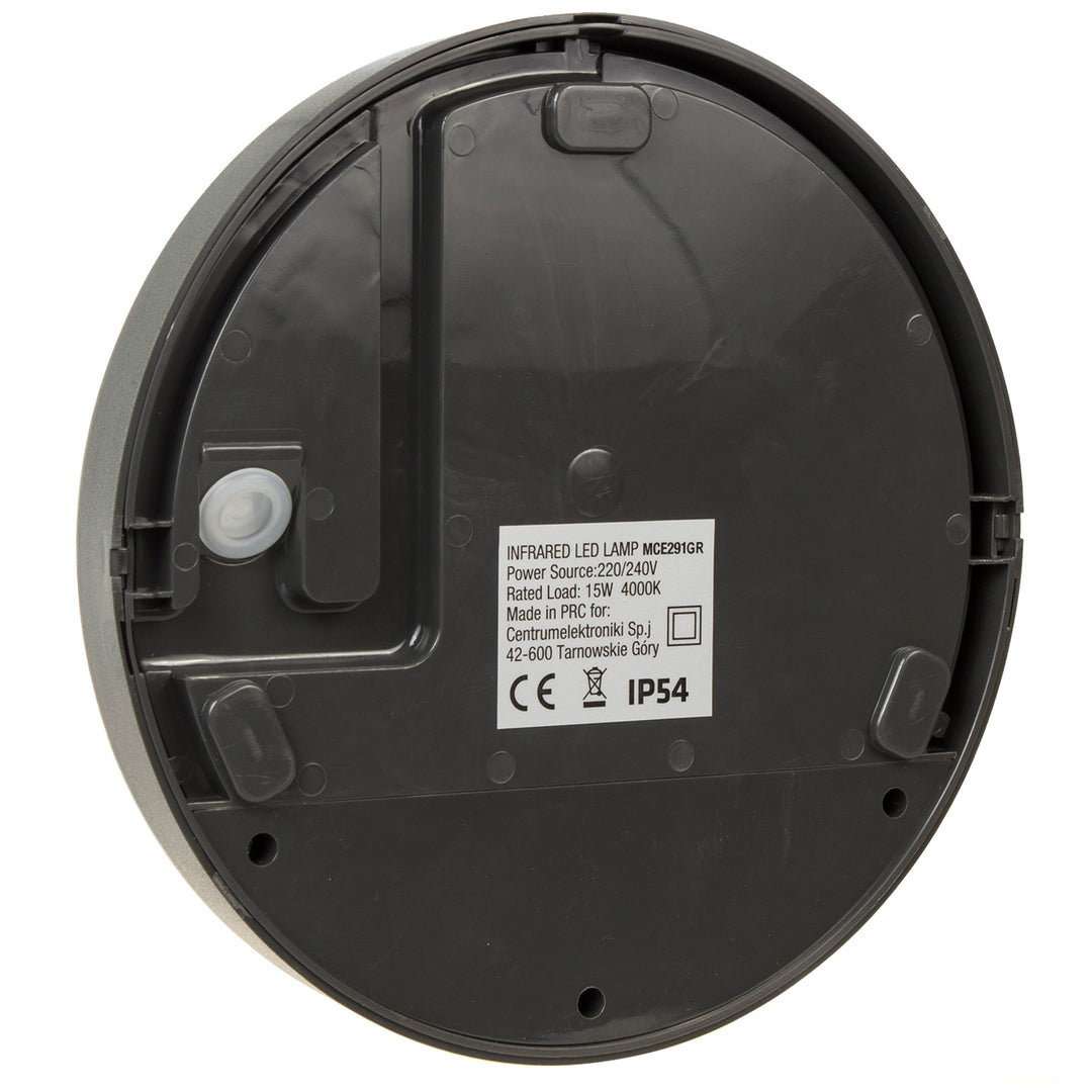 LED лампа с датчик за движение Maclean, PIR датчик, цвят сив, 15 W, IP54, 1100 lm, неутрален цвят, MCE291 W, 2 броя