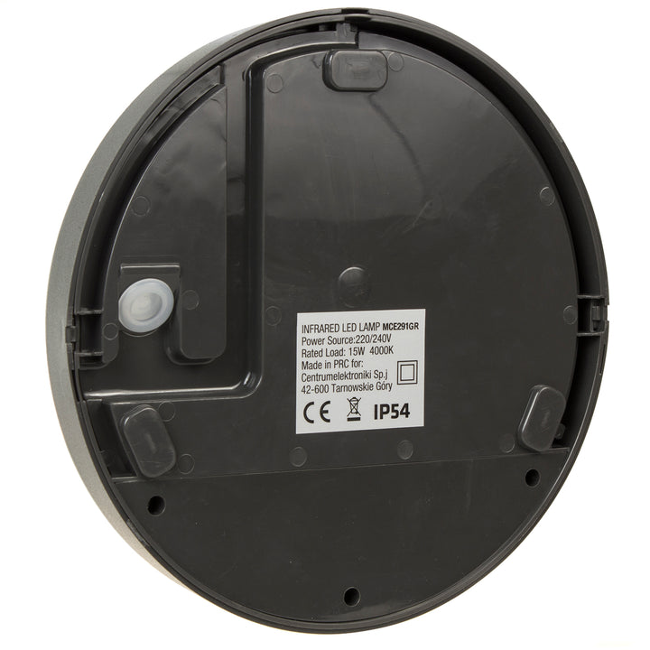 LED лампа с датчик за движение Maclean, PIR датчик, цвят сив, 15 W, IP54, 1100 lm, неутрален цвят, MCE291 W, 2 броя