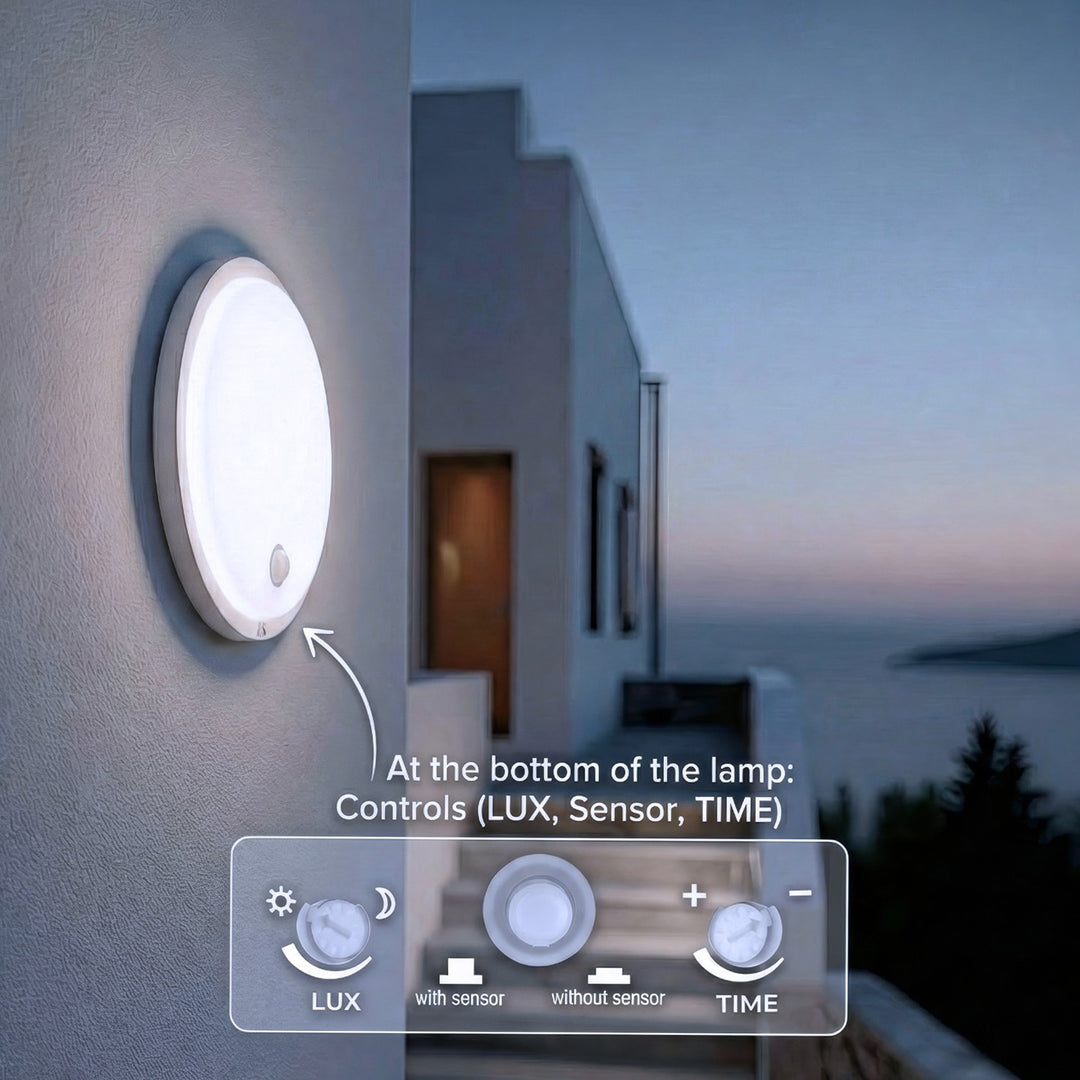 LED лампа с датчик за движение Maclean, PIR датчик, бял цвят, 10 W, IP65, 1000 lm, неутрален цвят, MCE525 W, 2 броя