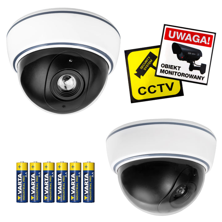 Имитация на куполна камера DC2300 с мигащ светодиод, 2 броя + 6 броя батерии AA Varta Industrial