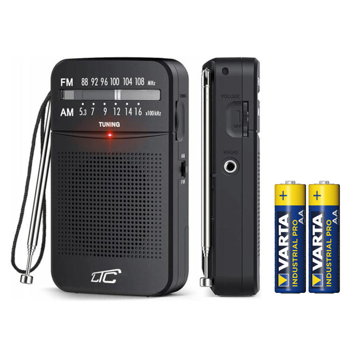 Джобно радио LXLTC2029C LEGA с AM/FM/AUX, захранване с батерии LTC + 2 алкални батерии AA Varta Industrial
