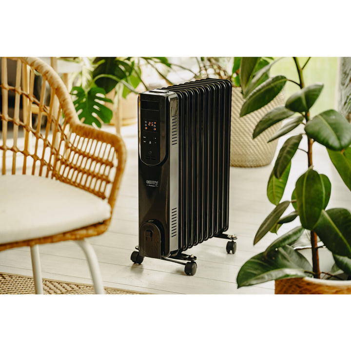 Маслен радиатор, 11 ребра, 2500 W, дистанционно управление, LED дисплей, термостат, Camry CR 7813