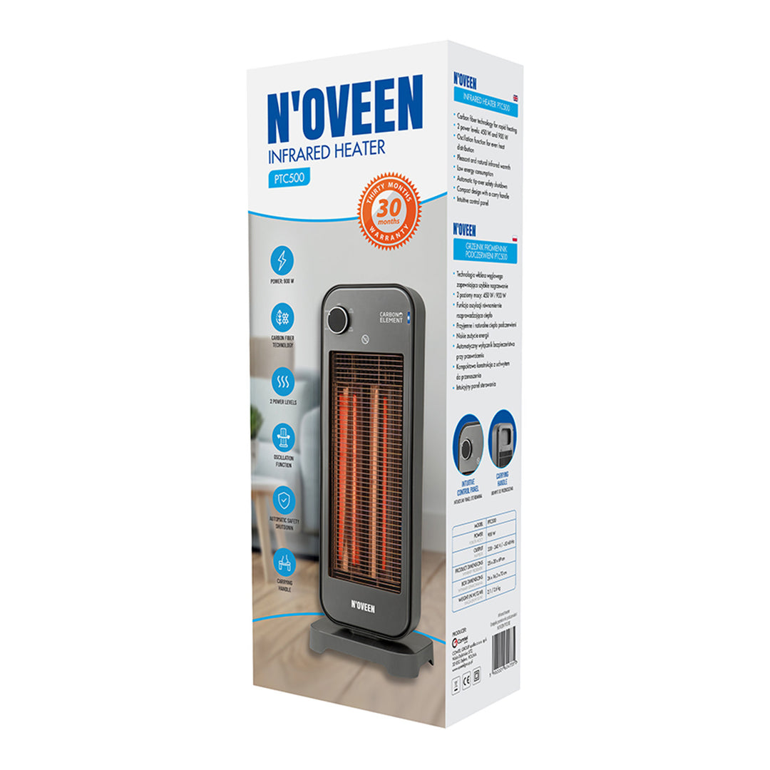 Радиатор с инфрачервено излъчване, 900 W, 2 степени на нагряване, Noveen