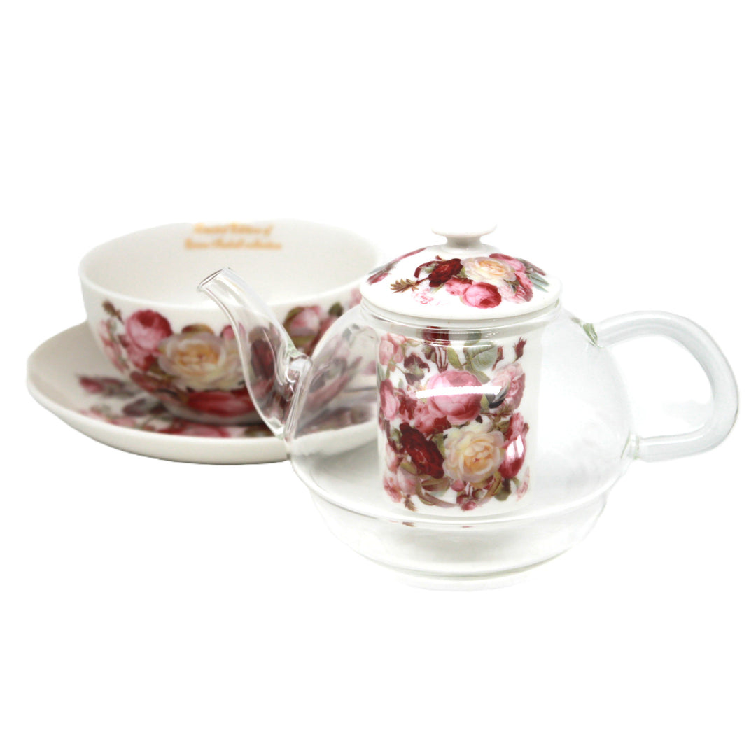 Комплект за чай „Рози“, чаша и чайник (tea for one) Queen Isabell