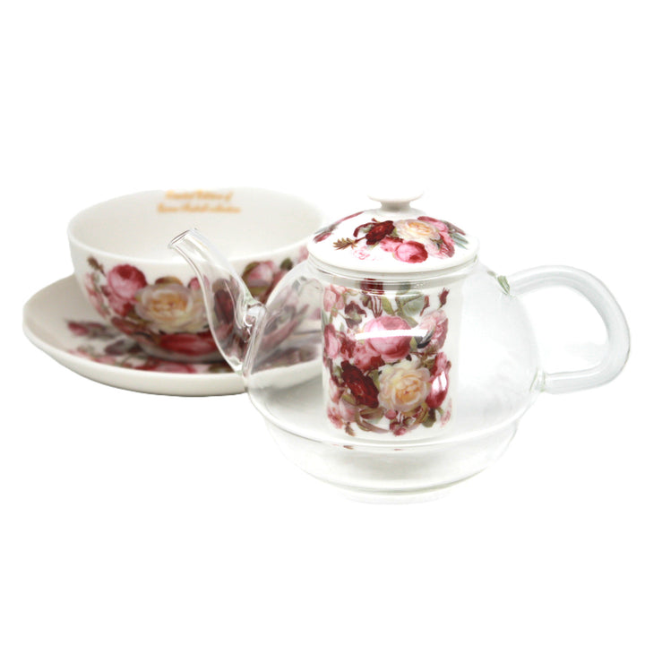 Комплект за чай „Рози“, чаша и чайник (tea for one) Queen Isabell