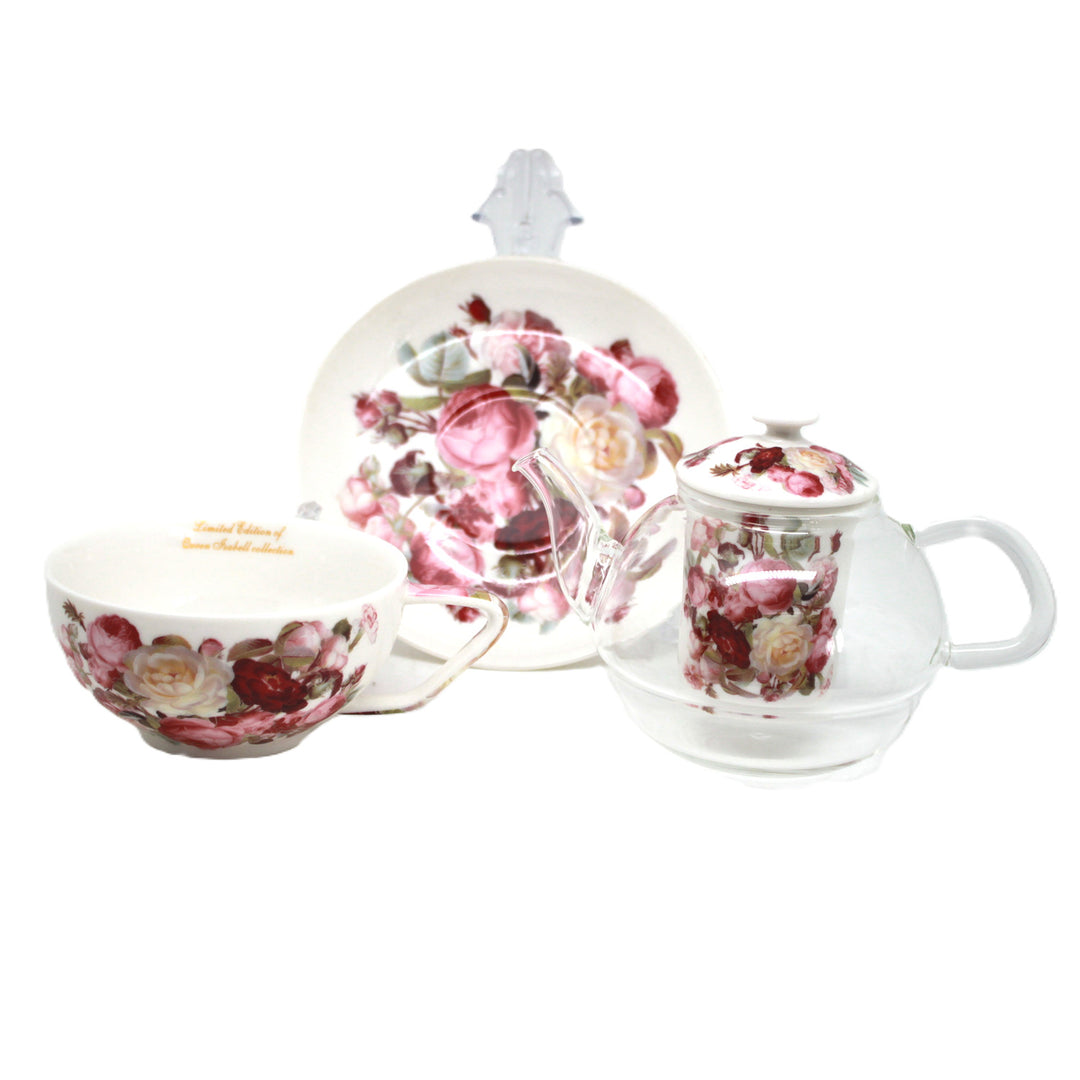 Комплект за чай „Рози“, чаша и чайник (tea for one) Queen Isabell