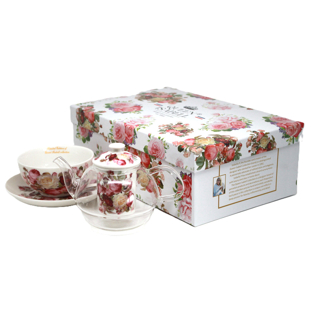Комплект за чай „Рози“, чаша и чайник (tea for one) Queen Isabell