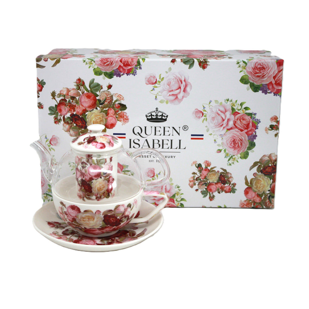 Комплект за чай „Рози“, чаша и чайник (tea for one) Queen Isabell