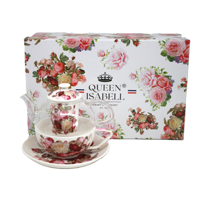 Комплект за чай „Рози“, чаша и чайник (tea for one) Queen Isabell