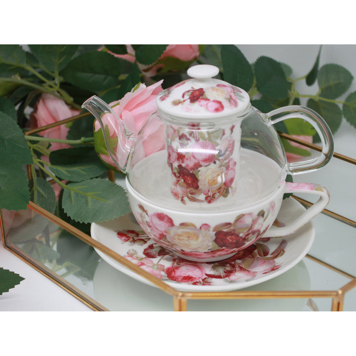 Комплект за чай „Рози“, чаша и чайник (tea for one) Queen Isabell