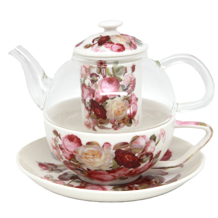 Комплект за чай „Рози“, чаша и чайник (tea for one) Queen Isabell