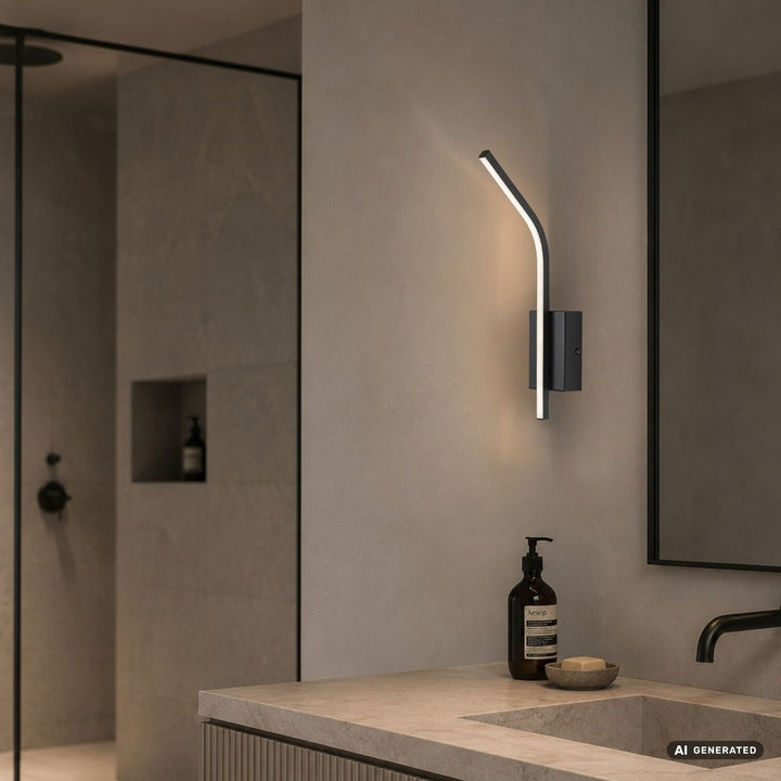 Стенна лампа за вътрешно осветление „Tilmann“, черна, LED 10 W, 550 lm, 4000 K, височина 36 см, IP44, сензорно управление, 75088