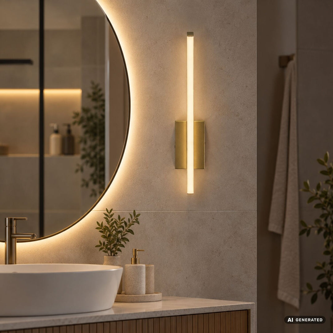 Стенна лампа за вътрешно осветление „Tilmann“, златиста, LED 10 W, 550 lm, 4000 K, височина 36 cm, IP44, сензорно управление, 75089