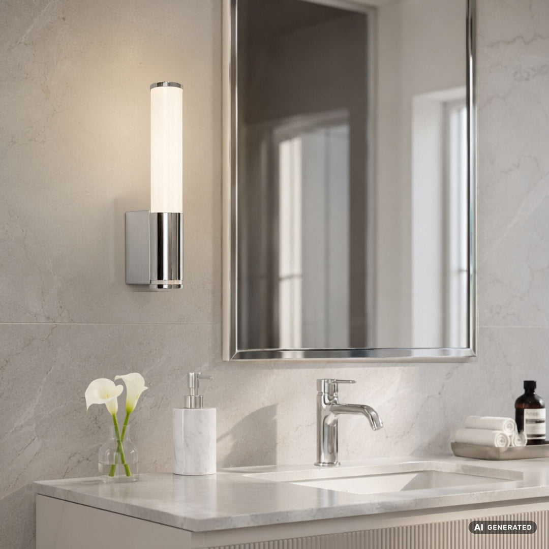 Стенна лампа за вътрешно осветление Tenero, LED 6 W, 4000 K, 600 lm, височина 29 см, хром, IP44, 75100