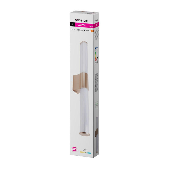 Стенна лампа за баня, Calyn, LED 15 W, 4000 K, 1450 lm, дължина 60 cm, златиста, IP44, 75105