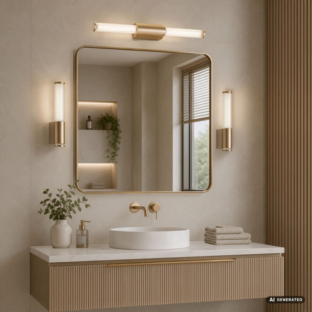 Стенна лампа за баня, Calyn, LED 15 W, 4000 K, 1450 lm, дължина 60 cm, златиста, IP44, 75105