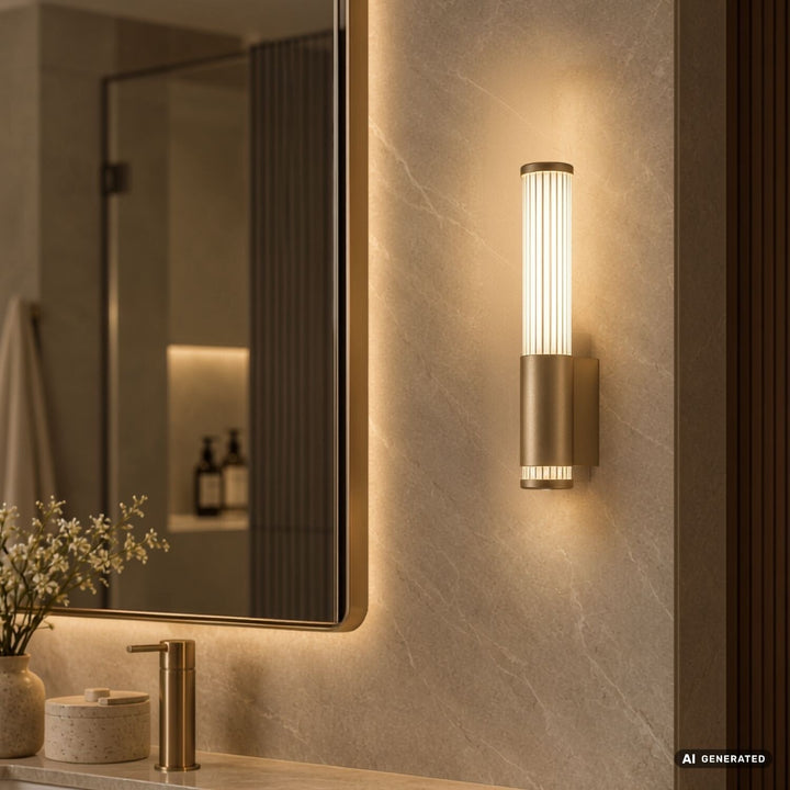 Стенна лампа за баня, Calyn, LED 6 W, 4000 K, 530 lm, В 29 см, златиста, IP44, 75106