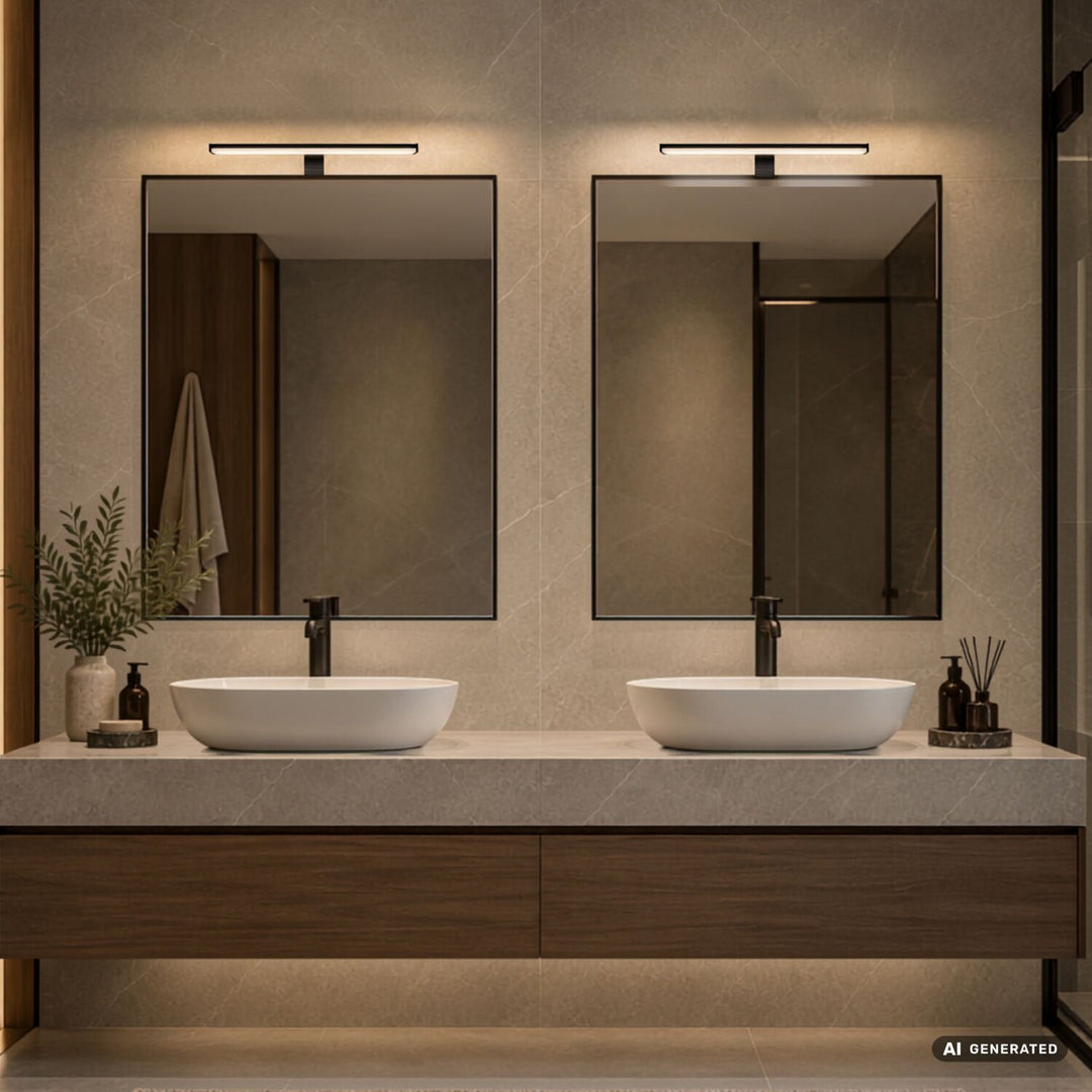 Стенна лампа за баня, Seyra, LED 8 W, 4000 K, 650 lm, дължина 40 cm, черна, IP44, 75112