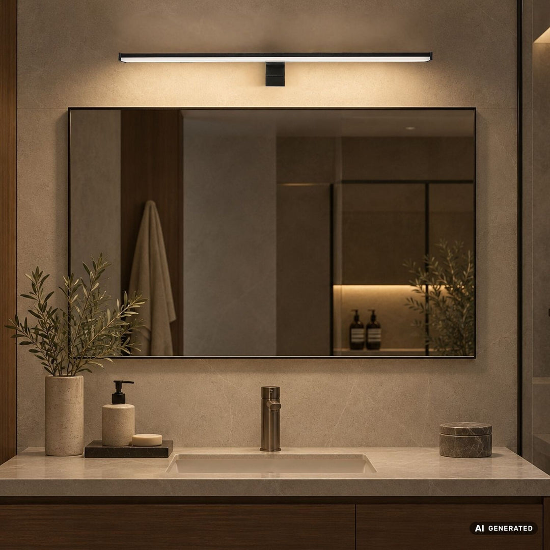 Стенна лампа за баня, Seyra, LED 12 W, 4000 K, 910 lm, дължина 60 cm, черна, IP44, 75113