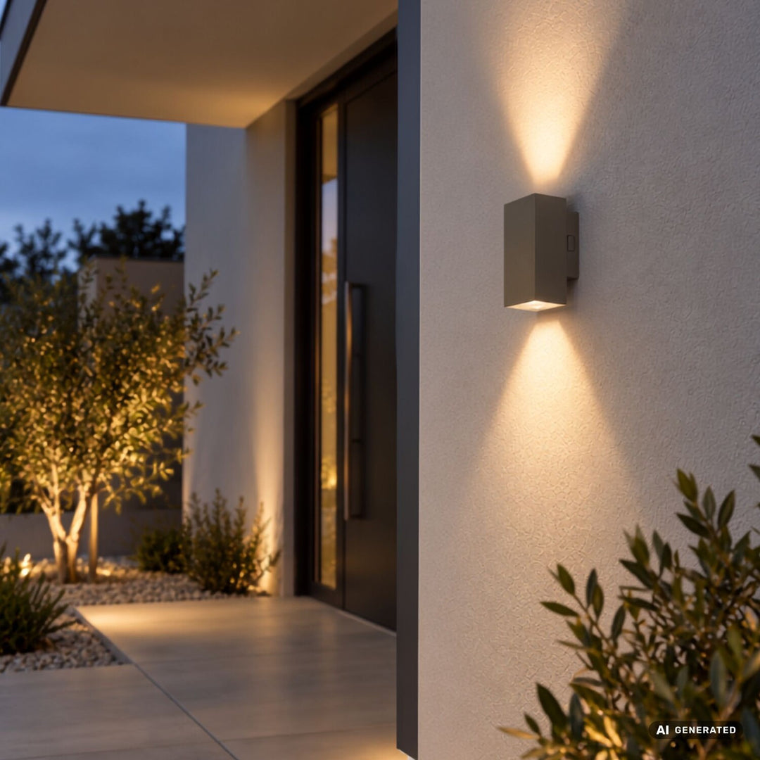 Външна стенна лампа, Urfa, LED 18 W, 1800 lm, цвят 2700, 4000, 6500 K, височина 16 cm, IP65, сиво-бежово, 77215