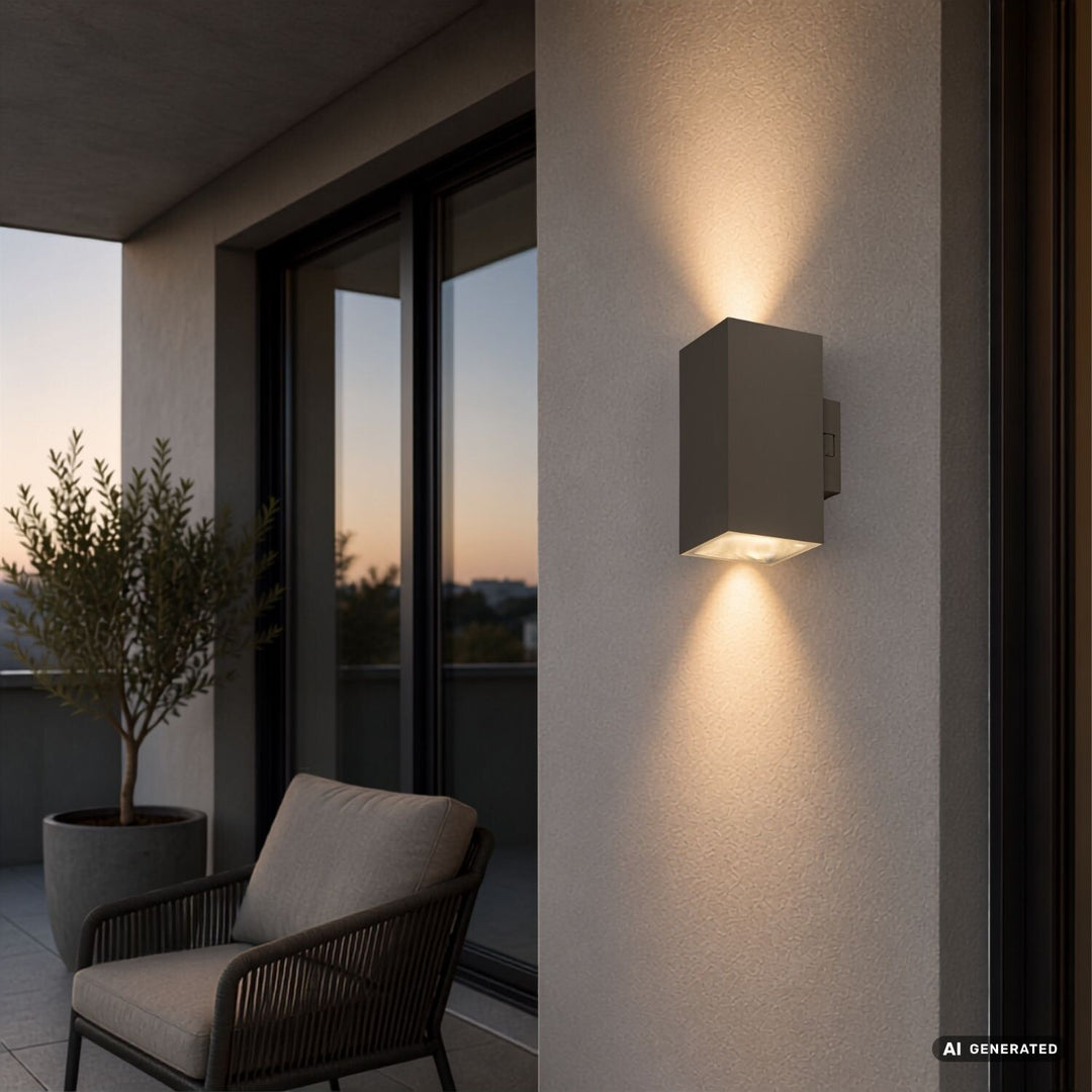 Външна стенна лампа, Urfa, LED 18 W, 1800 lm, цвят 2700, 4000, 6500 K, височина 16 cm, IP65, сиво-бежово, 77215