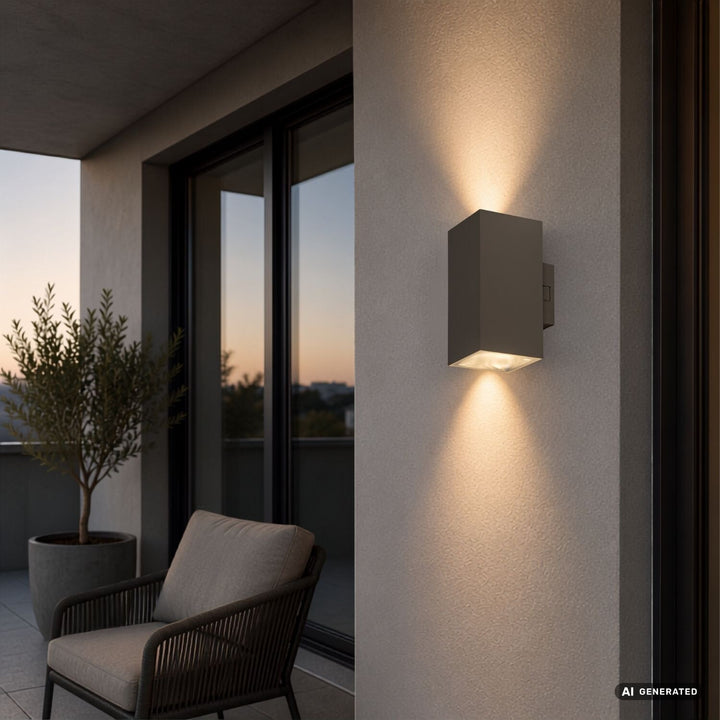 Външна стенна лампа, Urfa, LED 18 W, 1800 lm, цвят 2700, 4000, 6500 K, височина 16 cm, IP65, сиво-бежово, 77215